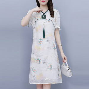 大码裙子漂亮时尚中国风减龄清纯夏季新款连衣裙胖妹妹mm改良旗袍