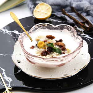 日式樱花甜品碗金边燕窝碗创意糖水银耳汤碗盅雪糕沙拉碗玻璃碗碟