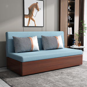 可折叠沙发床实木坐卧多功能推拉伸缩单人双人客厅小户型沙发两用