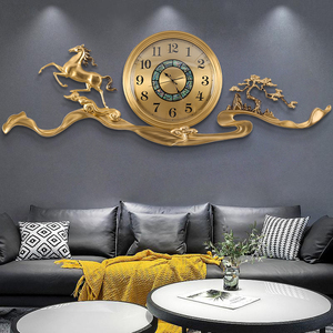 新中式高档黄铜钟表挂钟客厅轻奢时钟家用时尚挂墙装饰丽声石英钟