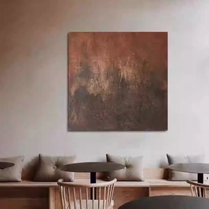 手绘侘寂风油画极简欧式抽象客厅沙发装饰画方形简约卧室艺术挂画