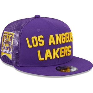 紫色Los Angeles Lakers刺绣New Era网格NBA湖人网眼透气棒球帽子
