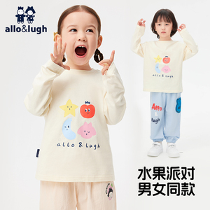 allolugh童装2024春季新款男女童同款t恤中小女童休闲全棉长袖