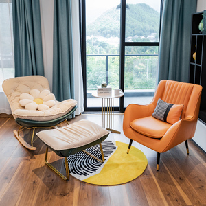 轻奢阳台小户型桌椅组合茶几一桌两椅三件套休闲客厅现代沙发躺椅