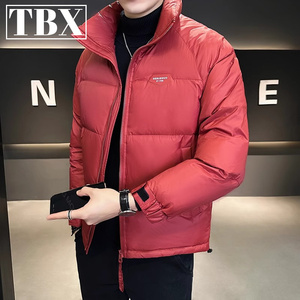 本命年大红色羽绒服男士冬季2023新款立领短款加厚冬装高级感外套
