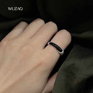 SERIOUSLY NEW所若 925银黑玛瑙墨勾戒指小众中性设计配饰WUZAO