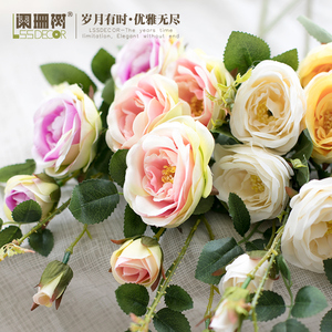 欧式现代假花仿真花室内套装摆设语卉玫瑰单支花绢花装饰客厅摆件