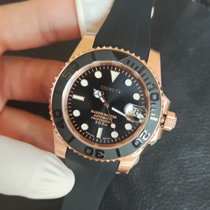 玫瑰金色DIY组装40mm时尚男表 橡胶表带  NH35日本自动机芯手表