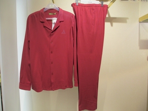 秋鹿专柜正品男款睡衣家居休闲针织全纯棉线秋款QCI1646对襟红色