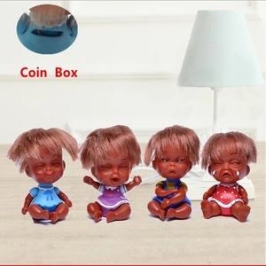 外贸卡通19厘米搪胶喜怒哀乐表情公仔储钱罐摇头娃娃儿童玩具礼物