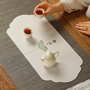 新中式禅意干泡茶席茶垫防水防油污餐垫茶盘垫隔热防烫茶桌布茶垫