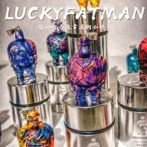 老K家LUCKYFATMAN幸运胖子吊坠 稳定木吊坠钥匙扣EDC随身小物品