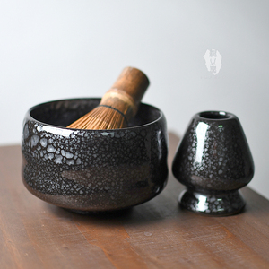 泥之器 日式黑天目鹧鸪油滴釉抹茶碗粗陶茶具陶瓷复古点茶碗套装