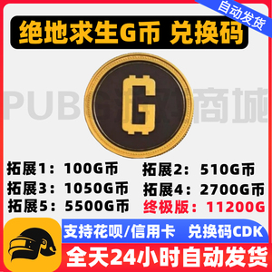 PUBGG币绝地求生G币G-COIN货币游戏币吃鸡点卷充值皮肤CDK兑换码