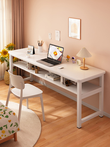 书桌家用双层电脑桌简易办公桌靠墙长桌子工作台女生卧室窄长条桌