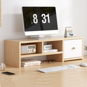 桌上书架办公室简易桌面带抽屉台式笔记本置物架电脑显示器增高架