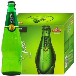 青岛逸品纯生啤酒TSINGTAO 450ml整箱12瓶装拉格黄啤拉环盖新包装