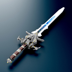 国产积木魔兽世界系列死亡骑士巫妖王霜之哀伤剑兵器拼装积木玩具