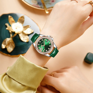 筱瑞品牌2024新款奢华大气满天星镶钻腕表单日历防水间金女士手表