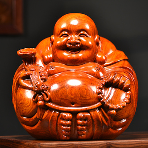 黑檀木雕弥勒佛像摆件一团和气坐笑佛家居客厅装饰开业送礼工艺品