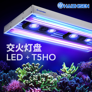 HAIZHISEN交火灯盘T5HO/LED海水珊瑚鱼缸 淡水水草水族箱灯具正品