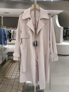 粉色韩系气质长款风衣外套女2024春秋新款高级设计感小众显瘦大衣