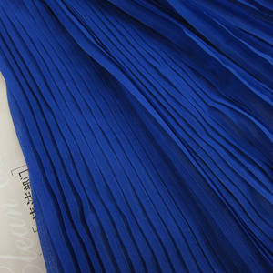 新品手工服装布料 宝蓝色风琴百褶压皱雪纺半身长连衣裙面料1/0.5