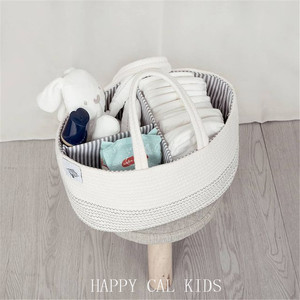 INS棉线编织婴儿奶瓶尿布包收纳篮分隔尿布袋折叠时尚手提妈咪包