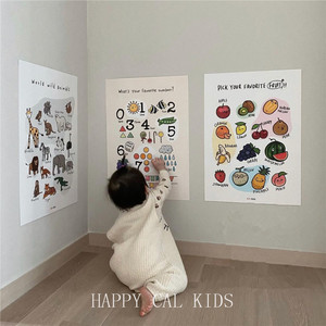 INS韩国同款防水早教认知形状颜色字母数字儿童房浴室贴画装饰图