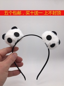 成都爆款超萌超可爱熊猫毛球发箍发夹儿童头饰发饰四川旅游纪念品