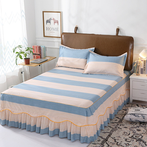 水洗棉床三件套床罩滑款床单床套防LQ09全棉1.5米1.8式裙m2米床上