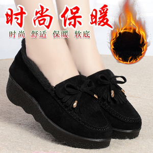 老北京布鞋女棉鞋冬季二棉保暖加厚中高跟坡跟工作棉鞋软底女加绒