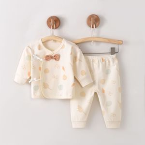 新生婴儿衣服春秋0一6月宝宝和尚服两件套纯棉婴儿满月上下分开