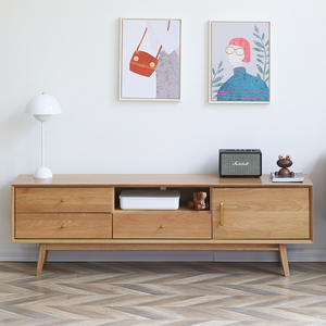 北欧原木风实木电视柜茶几组合白橡木客厅电视机柜小户型成套家具