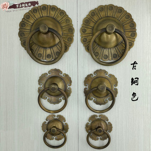 中式大门纯铜门环拉手复古老式门把手民宿木门装饰铜把手仿古门环