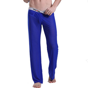 外贸欧码男性感超薄网纱裤子 男士家居休闲长裤透明瑜伽运动睡裤