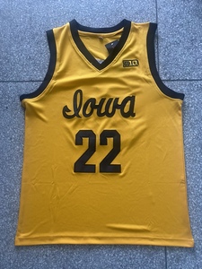 22号爱荷华大学凯特琳·克拉克白色黄色黑色刺绣球衣背心篮球服