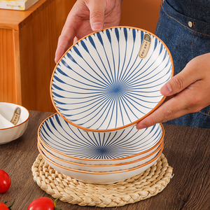 盘子家用菜盘千顺陶瓷盘日式和风吃饭盘高颜值碟子釉下彩餐具套装