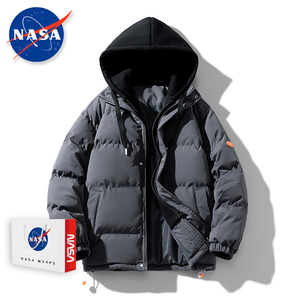品牌NASA冬季羽绒服男加厚保暖羽绒棉衣大码连帽学生时尚百搭外套