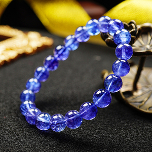 收藏级天然坦桑石手串海洋之心宝石水晶手链坦桑尼亚珠宝单圈