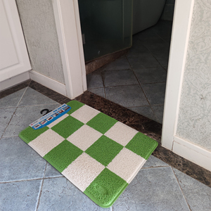 力九和千鸟格玄关门垫环保防滑塑料地毯浴室门口简约脚垫入户地垫