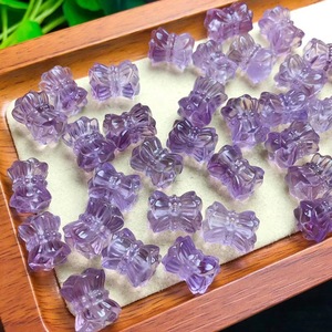天然紫水晶并蒂莲通孔配件 DIY手链项链 规格14mm ZW112