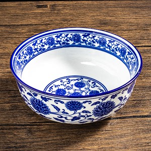 青花瓷面碗商用牛肉拉面碗烩面复古中式粥汤碗家用陶瓷韩式拌面碗