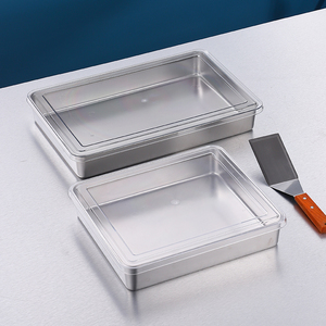 提拉米苏托盘304不锈钢冰粉寿司摆摊工具熟食展示盘带盖容器盒子