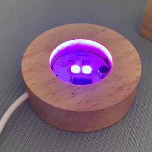 LED声控灯实木礼物座智能语言控制香薰座发光底座加亚克力厚板