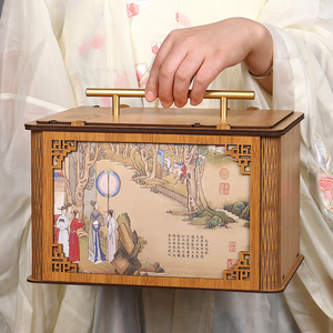 高档竹木盒粽子包装盒空盒坚果特产礼品盒包装端午节手提礼盒定制