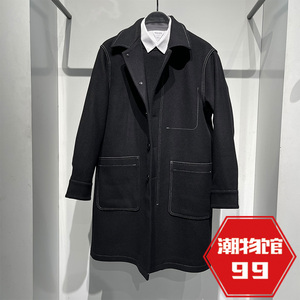 B2AAB4367 太平鸟男装2021年冬季新款宽松双面羊毛呢大衣外套男潮