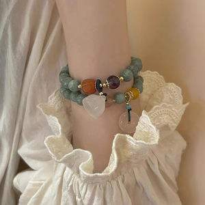 法式复古天然石树脂串珠手链女韩国小众个性简约百搭气质时尚手镯
