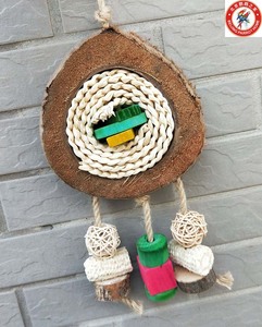 中大型鹦鹉玩具啃咬磨嘴椰壳草编藤球玩具串鸟笼挂件鹦鹉用品木块