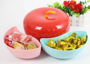 创意欧式苹果型干果盒坚果盒分格带盖糖果盒瓜子干果盘果盘客厅家